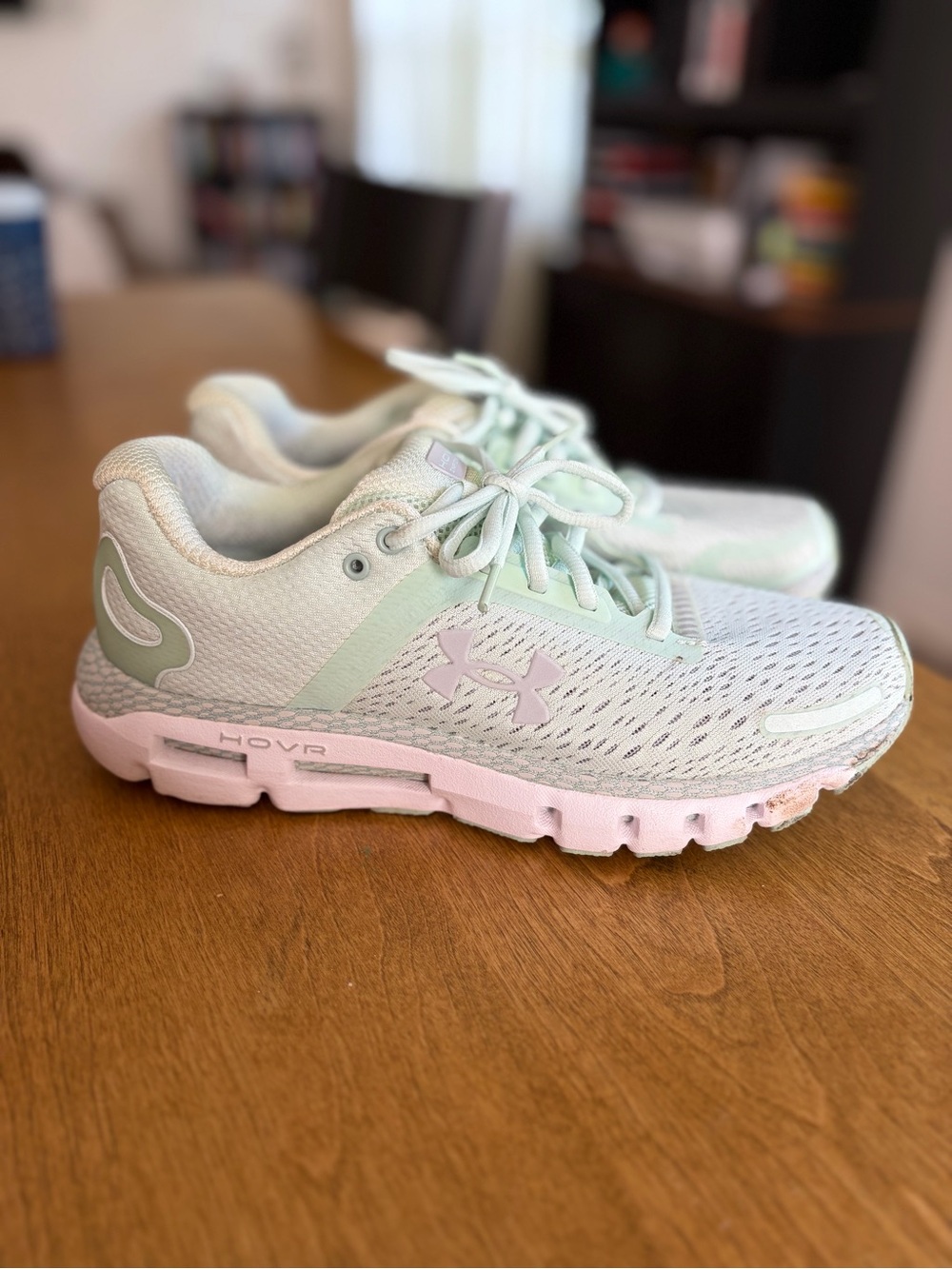 Under Armour Women's Mint Green and White HOVR Running Shoes